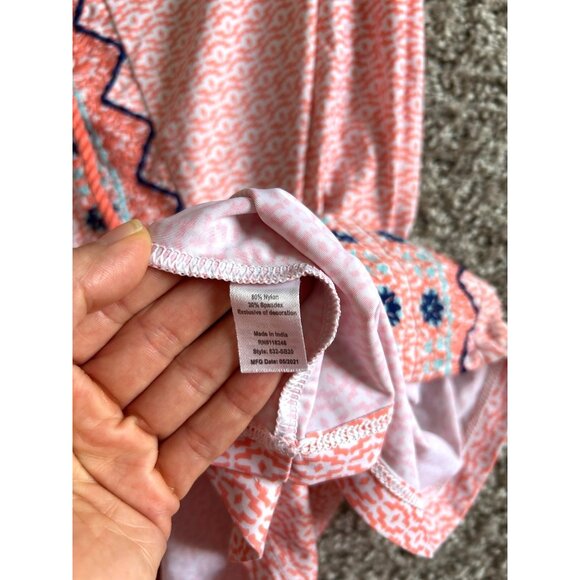 Cabana Women's Sz Large Life Pink Printed Tunic Dress W/ Embroidered - Picture 7 of 10